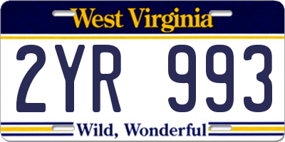 WV license plate 2YR993