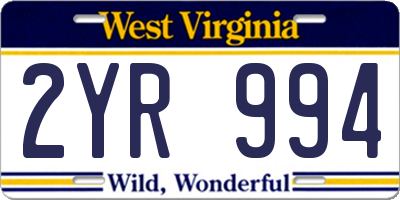 WV license plate 2YR994