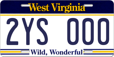 WV license plate 2YS000