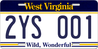 WV license plate 2YS001