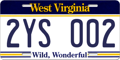 WV license plate 2YS002