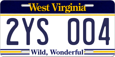 WV license plate 2YS004