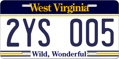WV license plate 2YS005