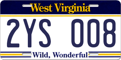WV license plate 2YS008