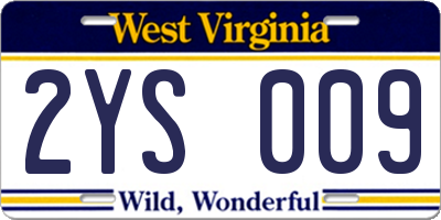 WV license plate 2YS009