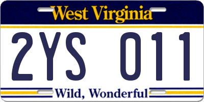 WV license plate 2YS011