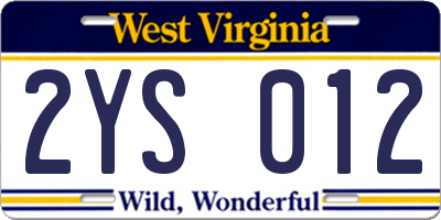 WV license plate 2YS012