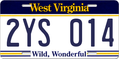 WV license plate 2YS014