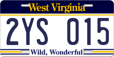 WV license plate 2YS015