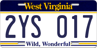 WV license plate 2YS017