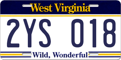 WV license plate 2YS018
