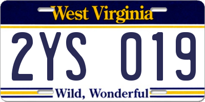WV license plate 2YS019