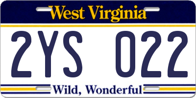 WV license plate 2YS022