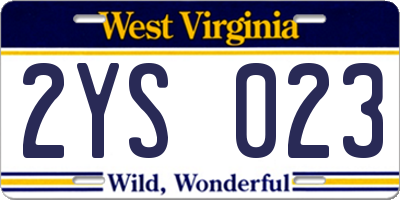 WV license plate 2YS023