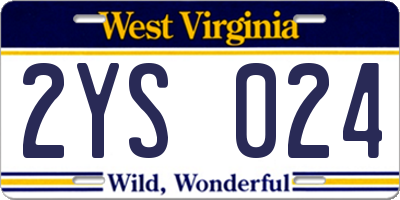 WV license plate 2YS024