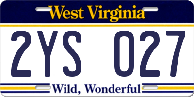 WV license plate 2YS027