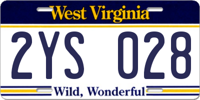 WV license plate 2YS028