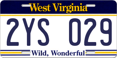 WV license plate 2YS029