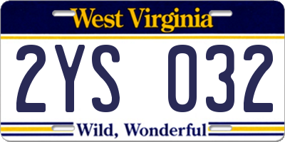 WV license plate 2YS032