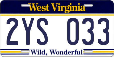 WV license plate 2YS033