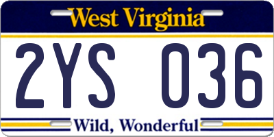 WV license plate 2YS036