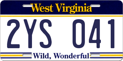 WV license plate 2YS041
