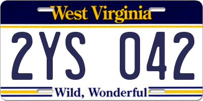 WV license plate 2YS042