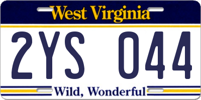WV license plate 2YS044