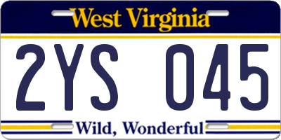 WV license plate 2YS045