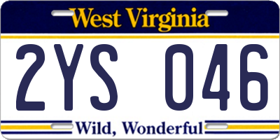 WV license plate 2YS046