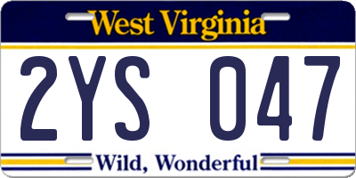 WV license plate 2YS047
