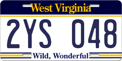 WV license plate 2YS048