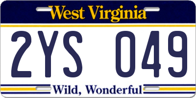 WV license plate 2YS049