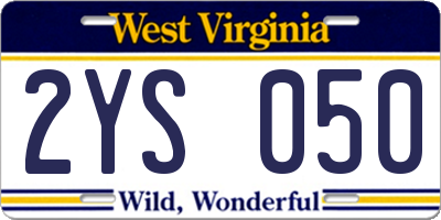 WV license plate 2YS050