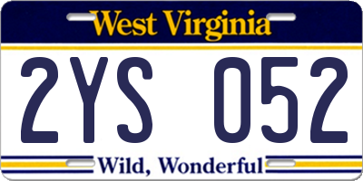 WV license plate 2YS052