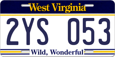 WV license plate 2YS053