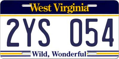WV license plate 2YS054