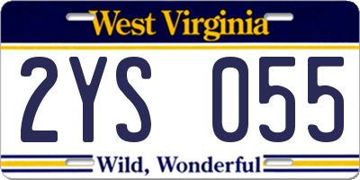 WV license plate 2YS055