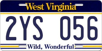 WV license plate 2YS056