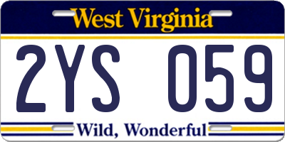 WV license plate 2YS059