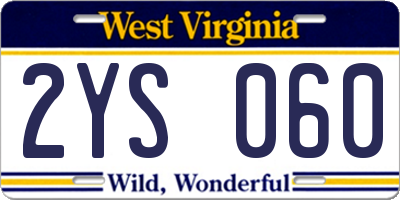 WV license plate 2YS060