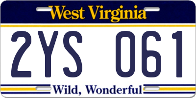 WV license plate 2YS061