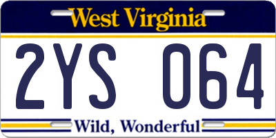 WV license plate 2YS064