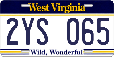WV license plate 2YS065
