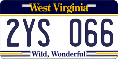 WV license plate 2YS066