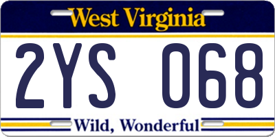 WV license plate 2YS068