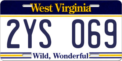 WV license plate 2YS069