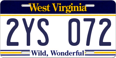 WV license plate 2YS072
