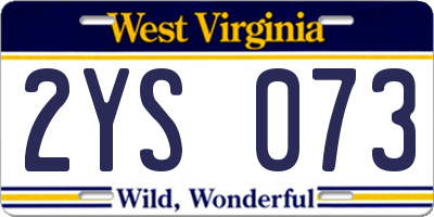 WV license plate 2YS073