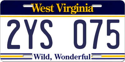 WV license plate 2YS075